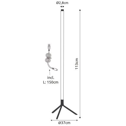 Globo - LED RGB regulējama stāvlampa LED/7W/5V + tālvadības pults