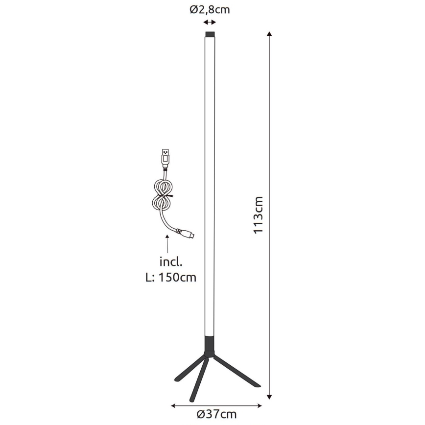 Globo - LED RGB regulējama stāvlampa LED/7W/5V + tālvadības pults