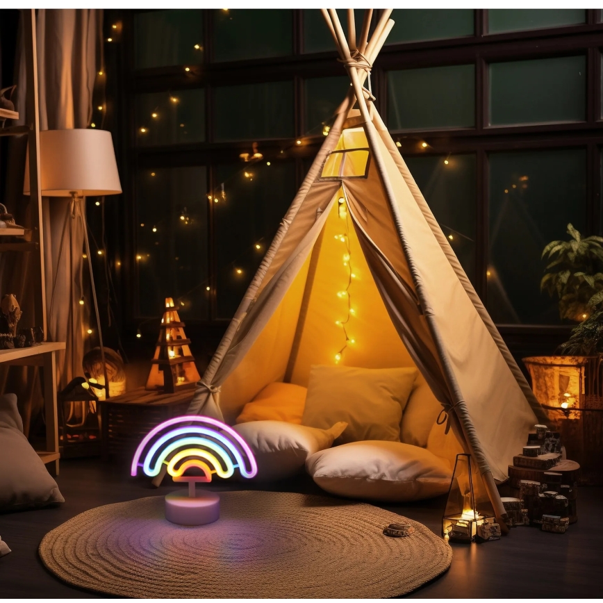 Globo - LED Neona galds rotājums LED/2W/3xAA varavīksne