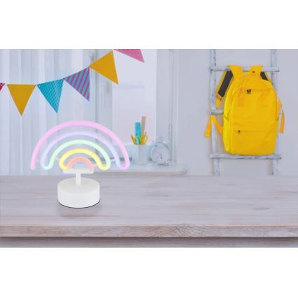Globo - LED Neona galds rotājums LED/2W/3xAA varavīksne
