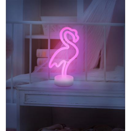 Globo - LED Neona galds rotājums LED/2W/3xAA flamingo