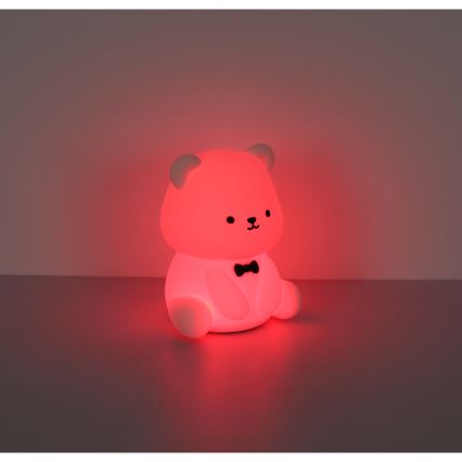 Globo - LED RGBW, ar regulējamu spilgtumu, uzlādējama bērnu naktslampiņa, LED/1W/5V, 1200 mAh, lācis