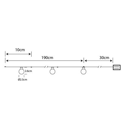 Globo - LED virtene 20xLED/2xAA 2,2m silti balta