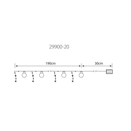 Globo 29900-20 - LED Dekoratīvā ķēde 20xLED/0,03W/2xAA