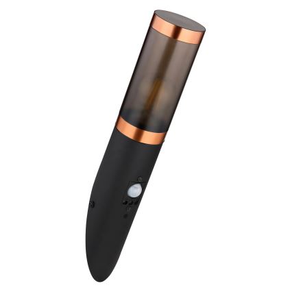 Globo - Āra sienas lampa ar sensoru 1xE27/15W/230V IP44 melna/varš