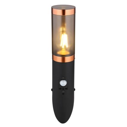 Globo - Āra sienas lampa ar sensoru 1xE27/15W/230V IP44 melna/varš