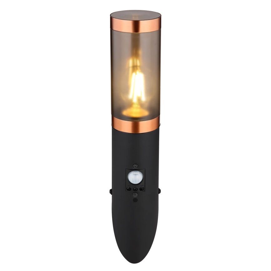 Globo - Āra sienas lampa ar sensoru 1xE27/15W/230V IP44 melna/varš