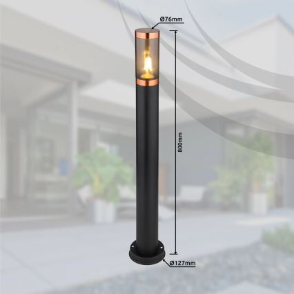 Globo - Āra lampa 1xE27/23W/230V IP44 80 cm melna/varš
