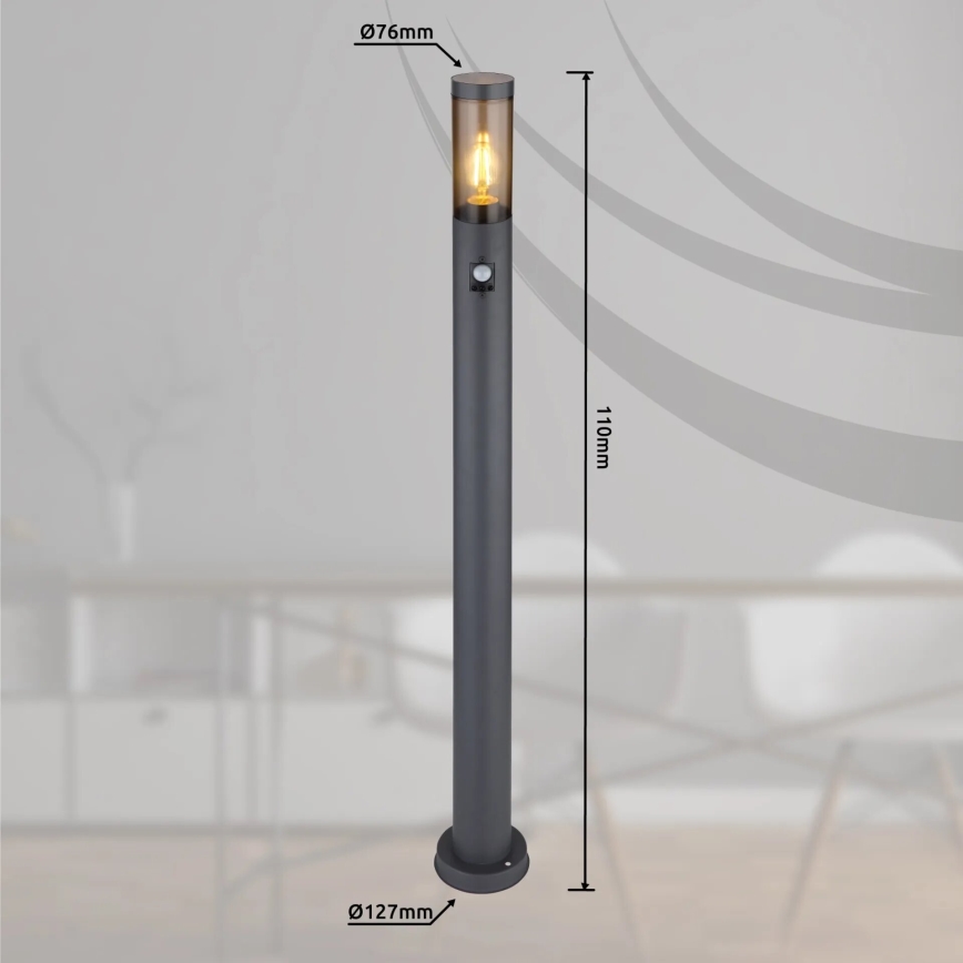 Globo - Āra lampa ar sensoru 1xE27/15W/230V IP44 110 cm melna