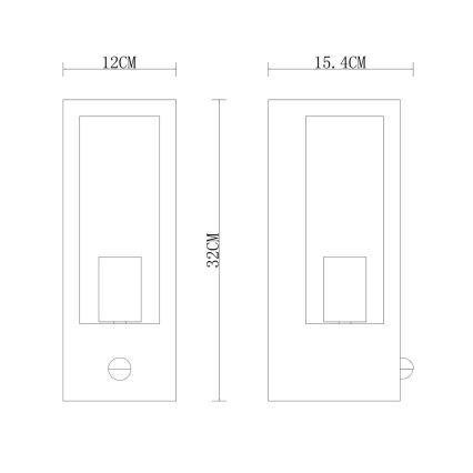 Globo sienas lampa ar sensoru 1xE27/60W/230V IP44