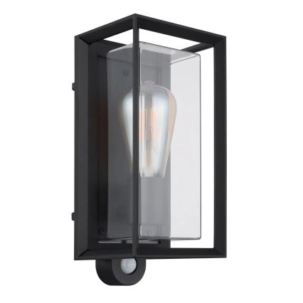 Globo - Āra sienas lampa ar sensoru 1xE27/60W/230V IP44 melna