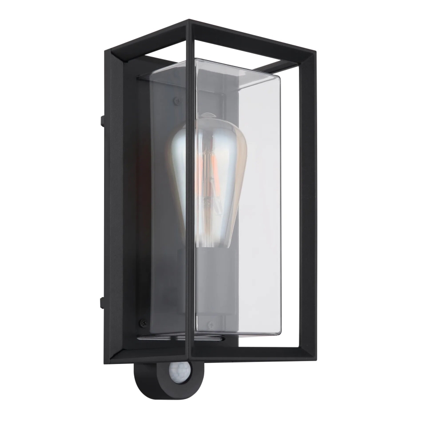 Globo - Āra sienas lampa ar sensoru 1xE27/60W/230V IP44 melna