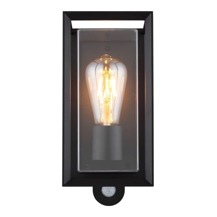 Globo - Āra sienas lampa ar sensoru 1xE27/60W/230V IP44 melna