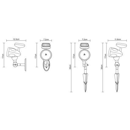 Globo - LED Saules enerģijas apgaismojums 3xLED/0,06W IP44