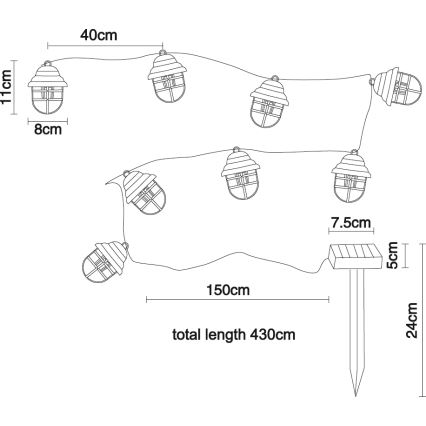 Globo - LED Saules enerģijas dekoratīva lampa 8xLED/3,2V IP44