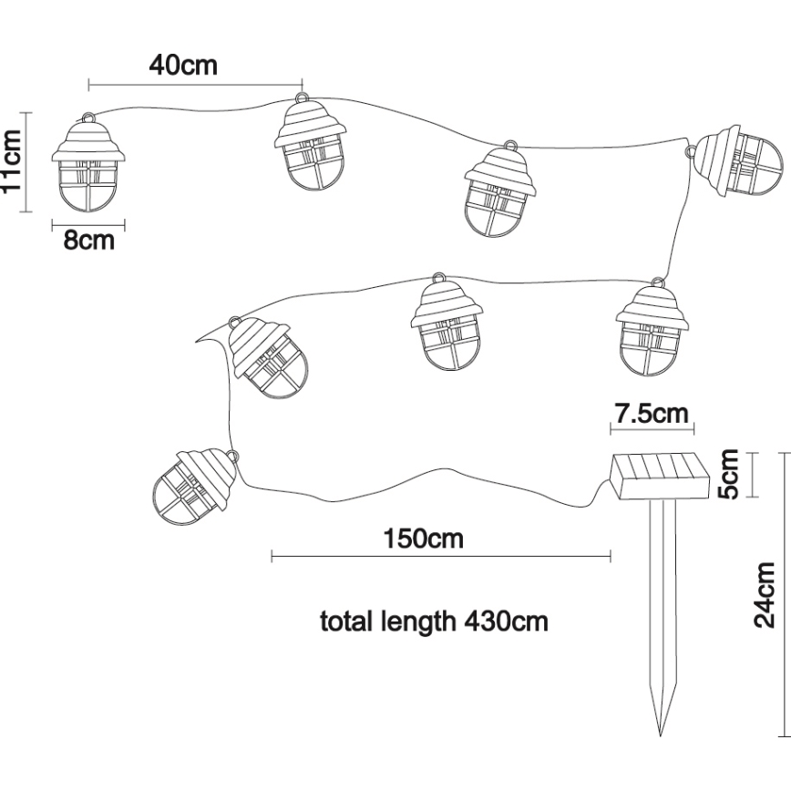 Globo - LED Saules enerģijas dekoratīva lampa 8xLED/3,2V IP44