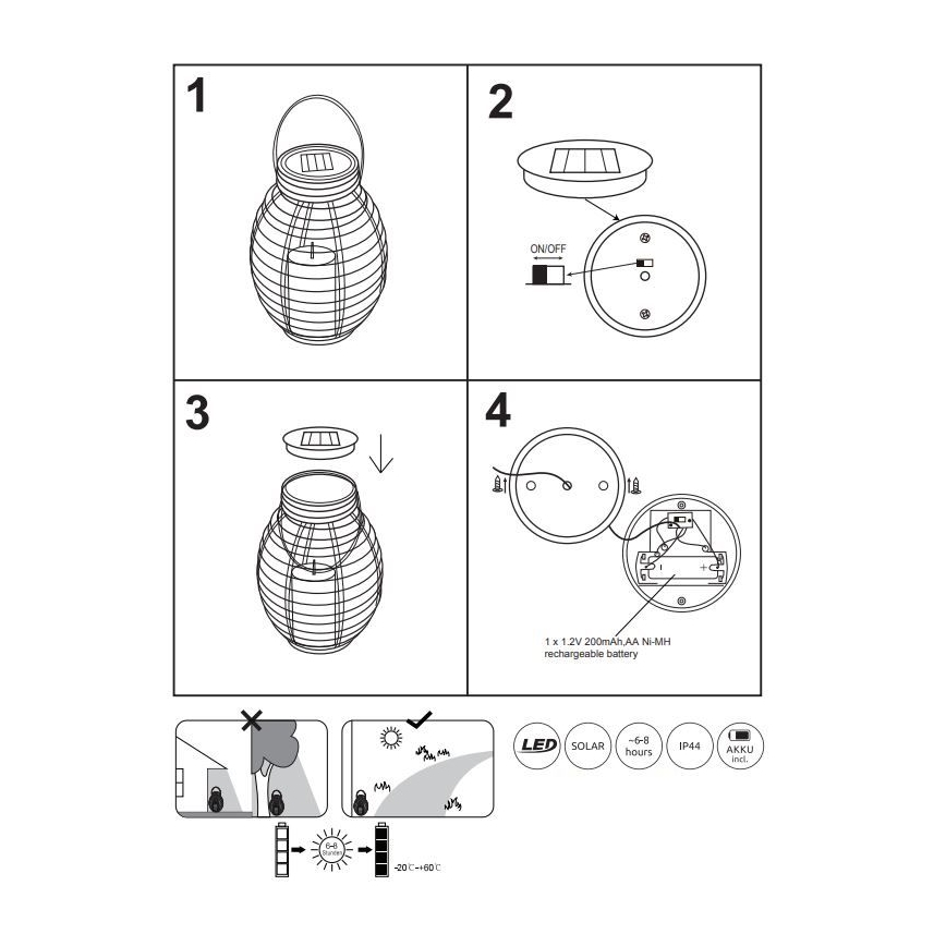 Globo - LED Saules enerģijas lampa LED/0,06W/3,2V IP44 rotangpalma