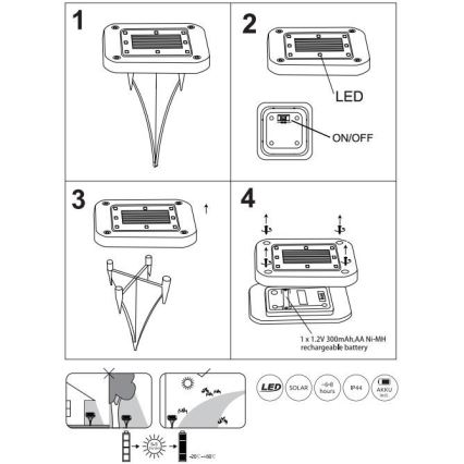 Globo - KOMPLEKTS 2x LED Saules enerģijas lampa LED/0,8W/1,2V IP44 300 mAh