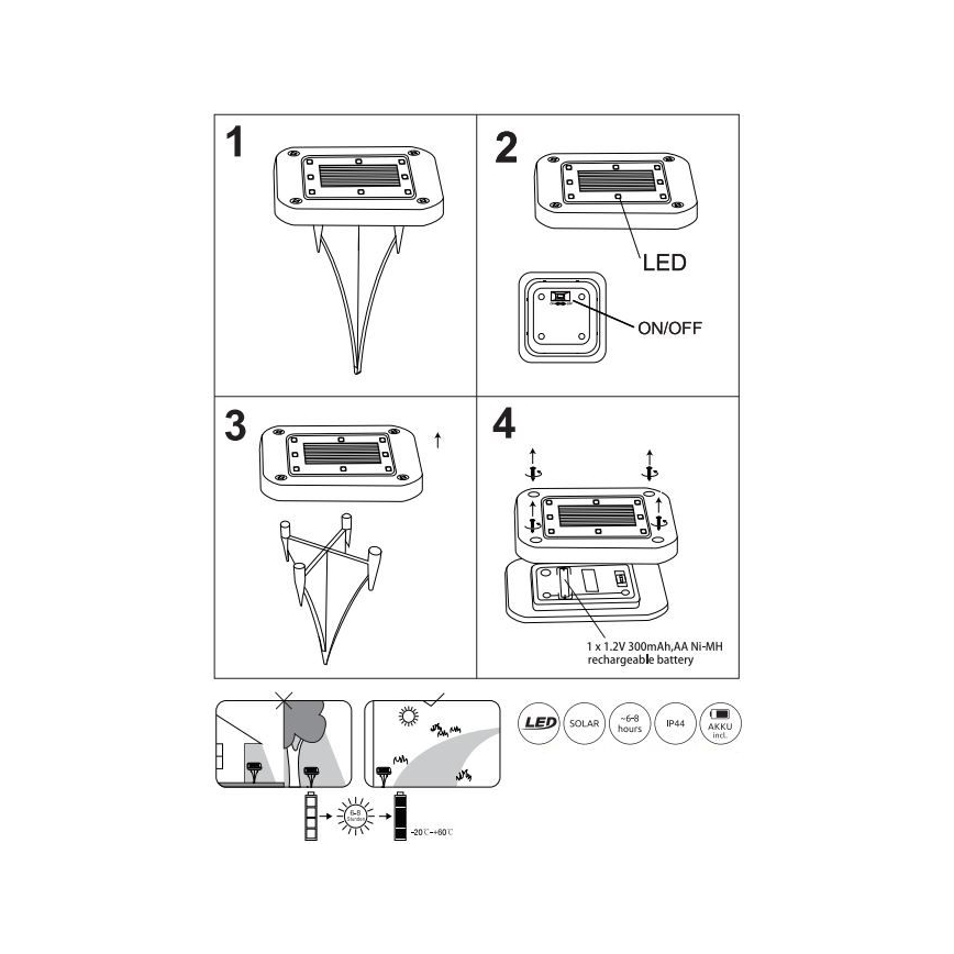 Globo - KOMPLEKTS 2x LED Saules enerģijas lampa LED/0,8W/1,2V IP44 300 mAh