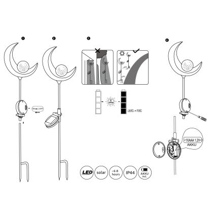 Globo - LED Saules enerģijas lampa LED/0,02W/3V 600mAh IP44 bronza