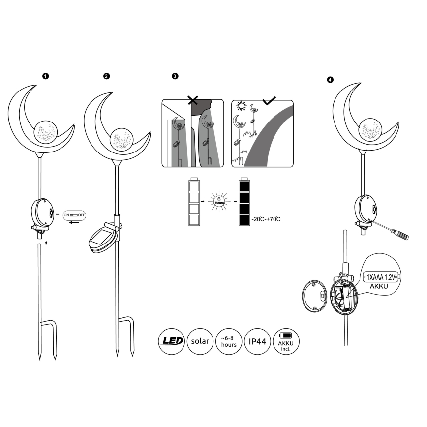 Globo - LED Saules enerģijas lampa LED/0,02W/3V 600mAh IP44 bronza