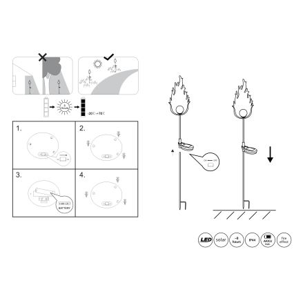 Globo - LED Saules enerģijas lampa LED/0,04W/3V IP44