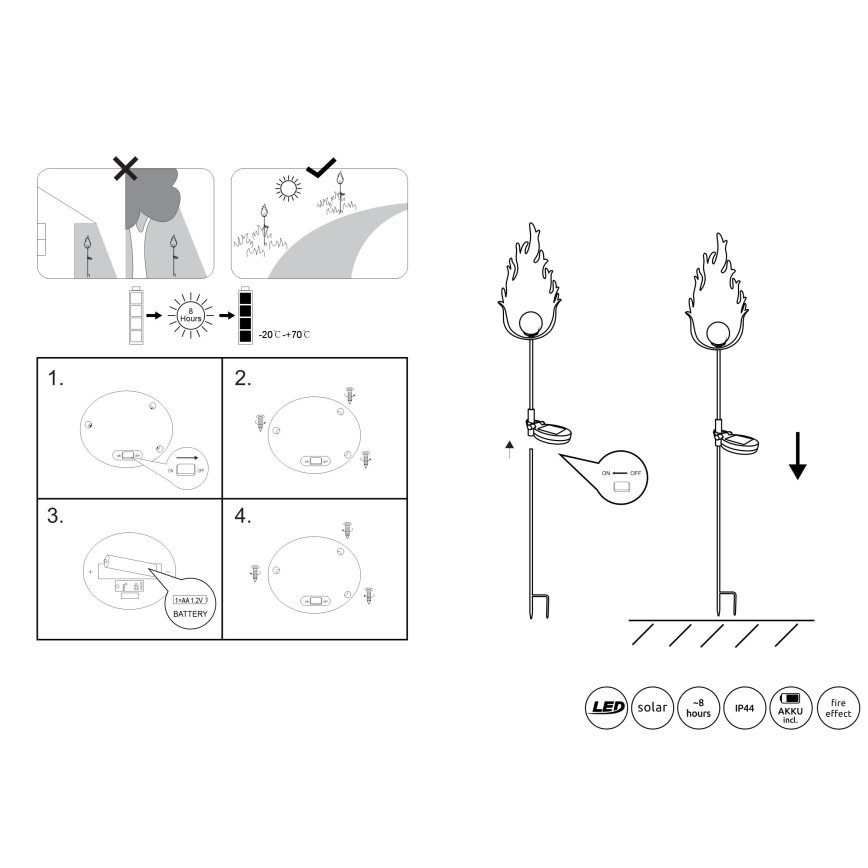 Globo - LED Saules enerģijas lampa LED/0,04W/3V IP44