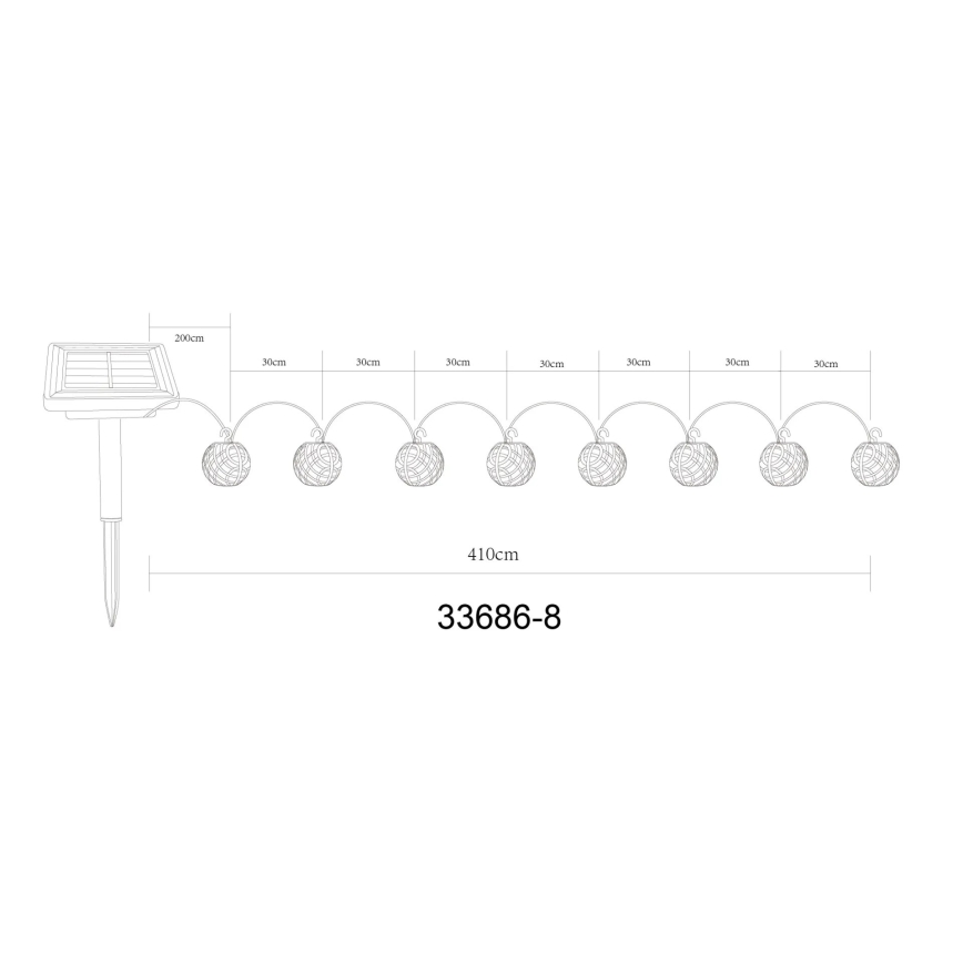 Globo - LED Saules enerģijas dekoratīva virtene 98xLED/0,1W/3V 410 cm IP44