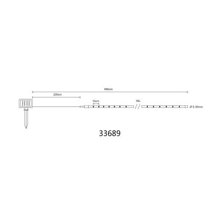Globo - saules LED virtene, 1,2 V, IP44, 4,9 m, 600 mAh