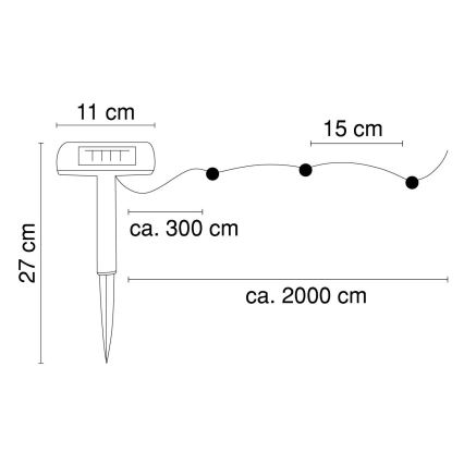 Globo - LED Saules enerģijas virtene 20 m 120xLED/2,4V 2xAAA IP44