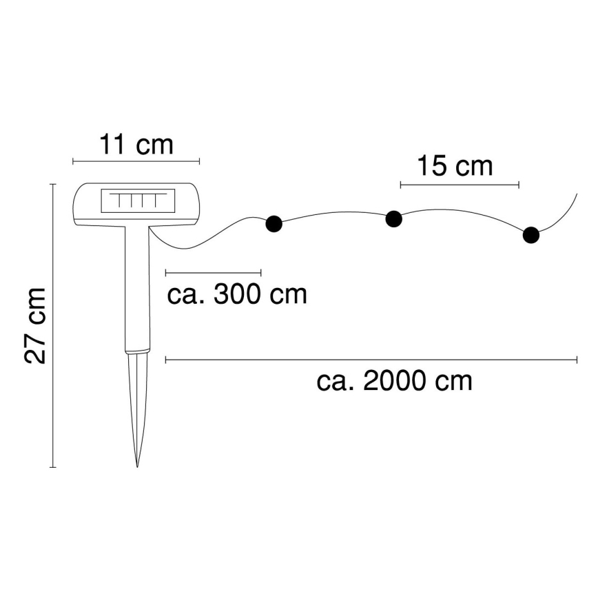 Globo - LED Saules enerģijas virtene 20 m 120xLED/2,4V 2xAAA IP44