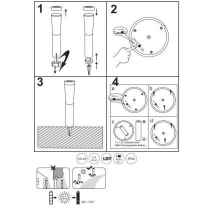 Globo - KOMPLEKTS 2x LED Saules enerģijas lampa LED/0,1W/3V 6000K IP44 400 mAh