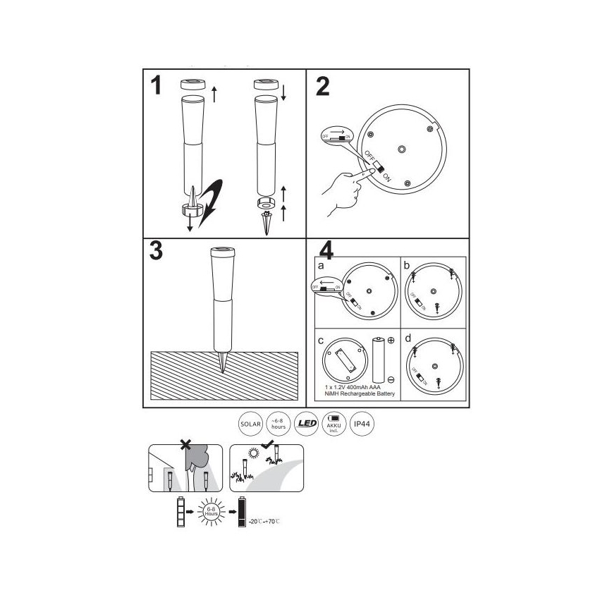 Globo - KOMPLEKTS 2x LED Saules enerģijas lampa LED/0,1W/3V 6000K IP44 400 mAh