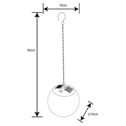 Globo - LED saules lustra ar ķēdi 20xLED/0,06W/1,2V diam. 15 cm IP44 600 mAh