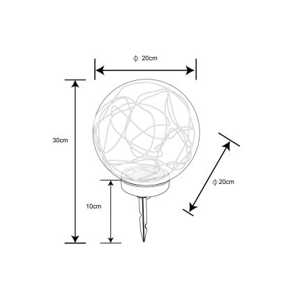 Globo - LED Saules enerģijas lampa 30xLED/0,06W/1,2V d. 20 cm IP44