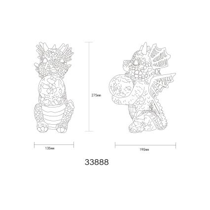 Globo - LED Saules dekorācija LED/0,02W/3V IP44 pūķis 300 mAh