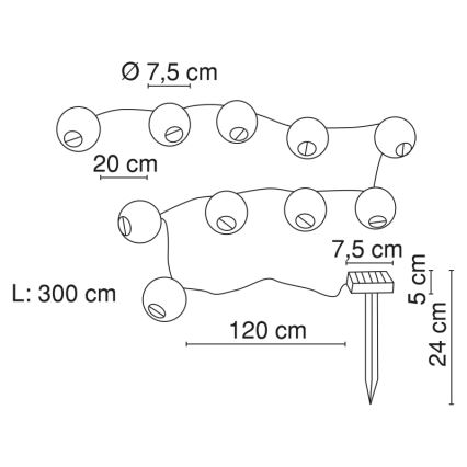 Globo - LED Saules enerģijas virtene 10xLED/0,06W/1,2V IP44