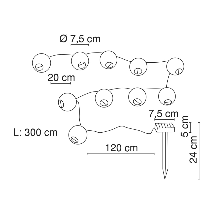 Globo - LED Saules enerģijas virtene 10xLED/0,06W/1,2V IP44