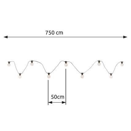 Globo - LED Āra dekoratīva virtene 10xLED/0,27W/230V 7,5 m IP44 melna