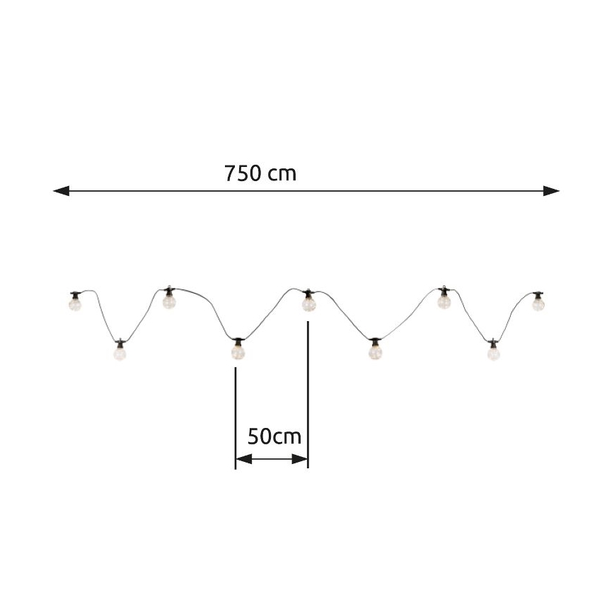 Globo - LED Āra dekoratīva virtene 10xLED/0,27W/230V 7,5 m IP44 melna