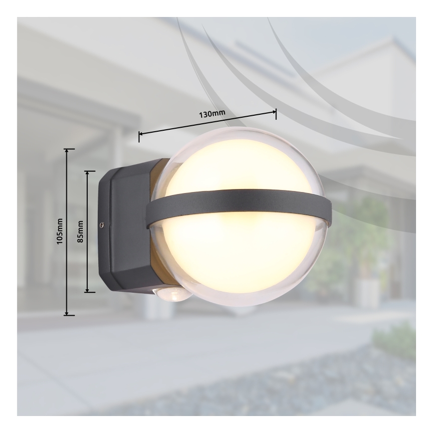Globo - LED Āra sienas lampa LED/12W/230V IP54 melna