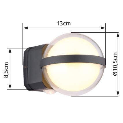 Globo - LED Āra sienas lampa LED/12W/230V IP54 melna
