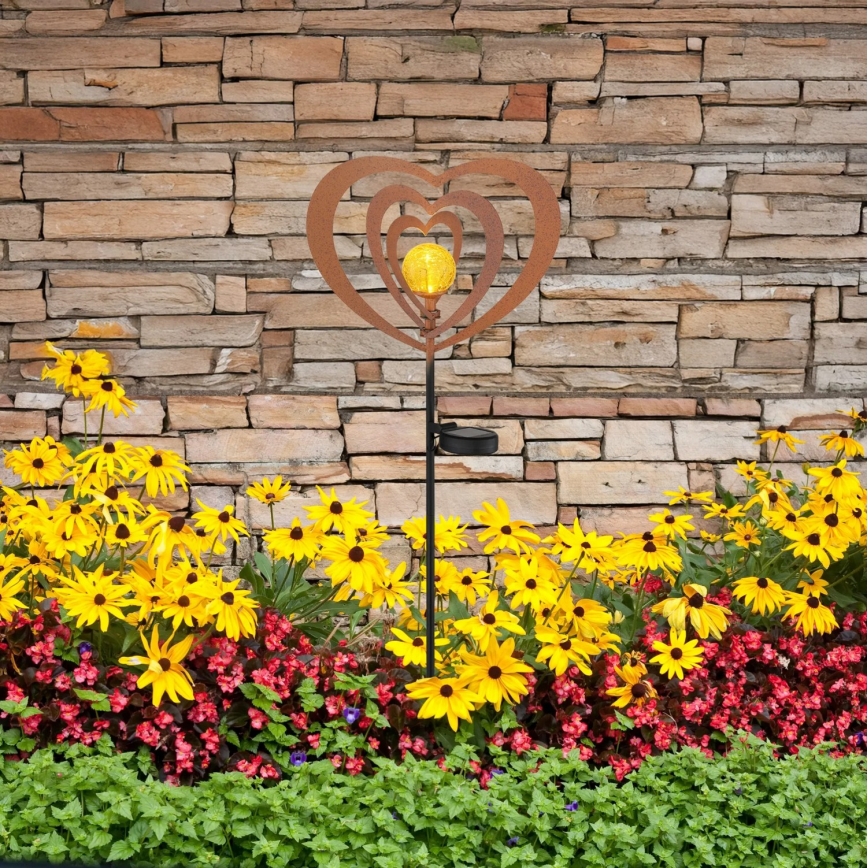 Globo - LED saules gaismeklis LED/3V IP44 300 mAh rūsas krāsas sirds