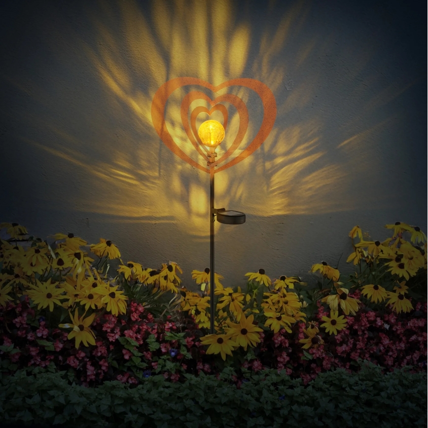 Globo - LED saules gaismeklis LED/3V IP44 300 mAh rūsas krāsas sirds