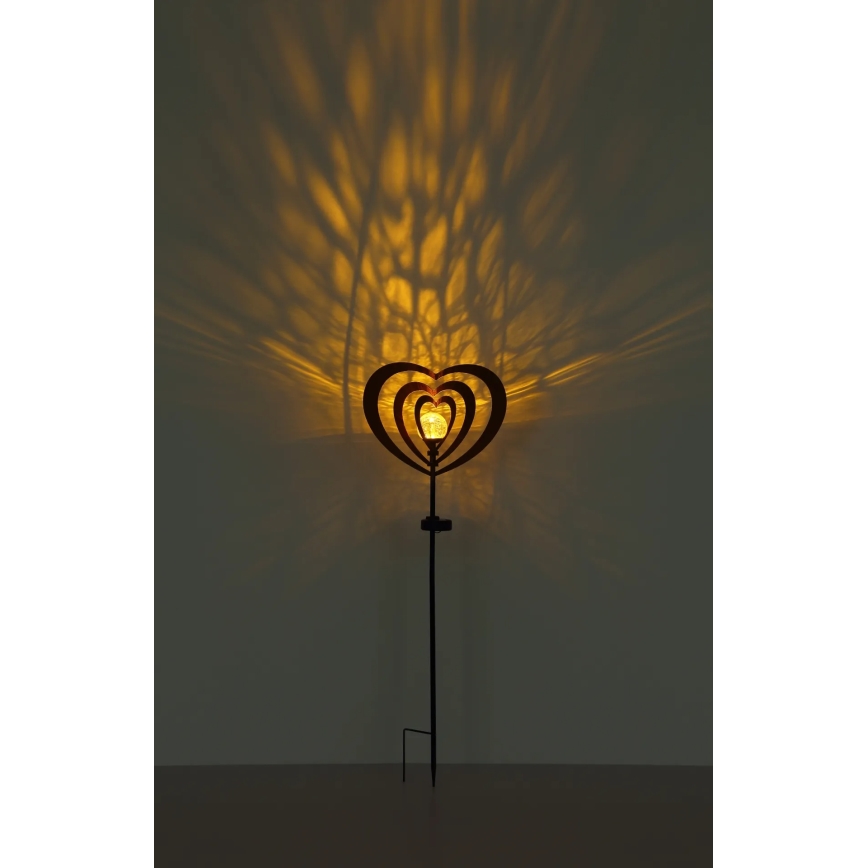 Globo - LED saules gaismeklis LED/3V IP44 300 mAh rūsas krāsas sirds