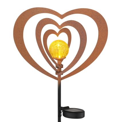 Globo - LED saules gaismeklis LED/3V IP44 300 mAh rūsas krāsas sirds