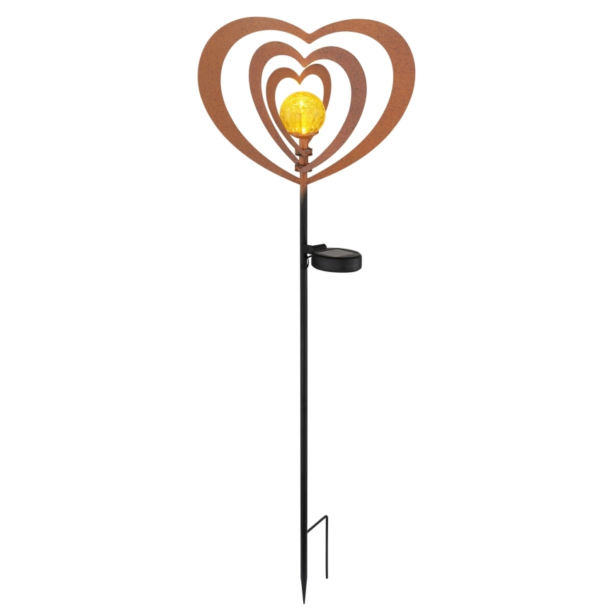Globo - LED saules gaismeklis LED/3V IP44 300 mAh rūsas krāsas sirds