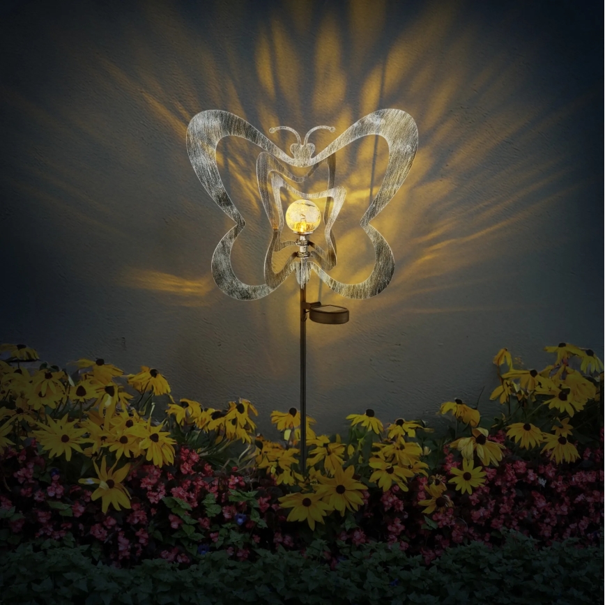 Globo - LED saules gaismeklis LED/3V IP44 300 mAh sudraba tauriņš