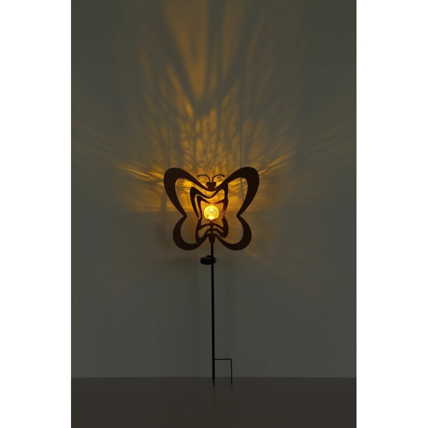 Globo - LED saules gaismeklis LED/3V IP44 300 mAh rūsas krāsas tauriņš