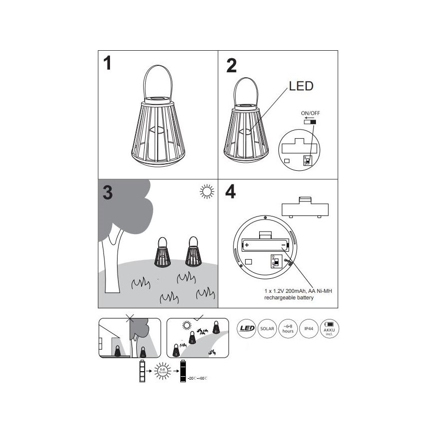 Globo - LED Saules enerģijas lampa LED/0,06W/3V 3200K IP44